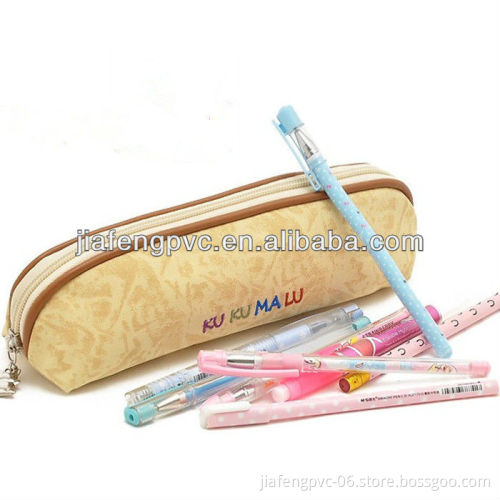 Yellow Soft PU Pencil Case Packaging Bag with Zipper Closure